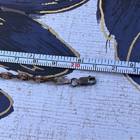 Vintage 925 Sterling Silver stamped ITALY Twisted Metal Bracelet Unisex C2 - Picture 5 of 6